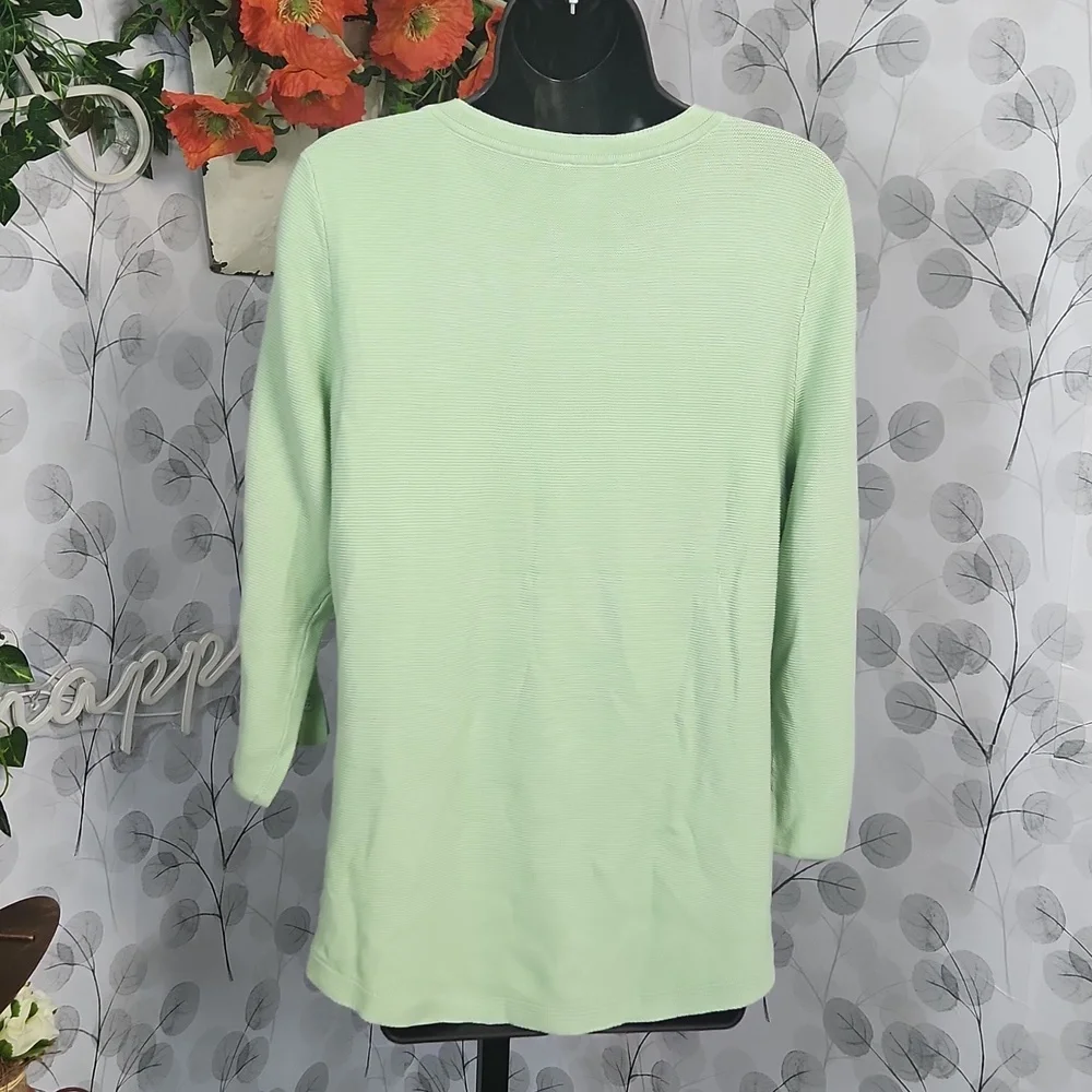 NWT Talbots Petite Mint Green Button-Sleeve Sweater - Size Large Petite (PL) - Picture 6 of 10